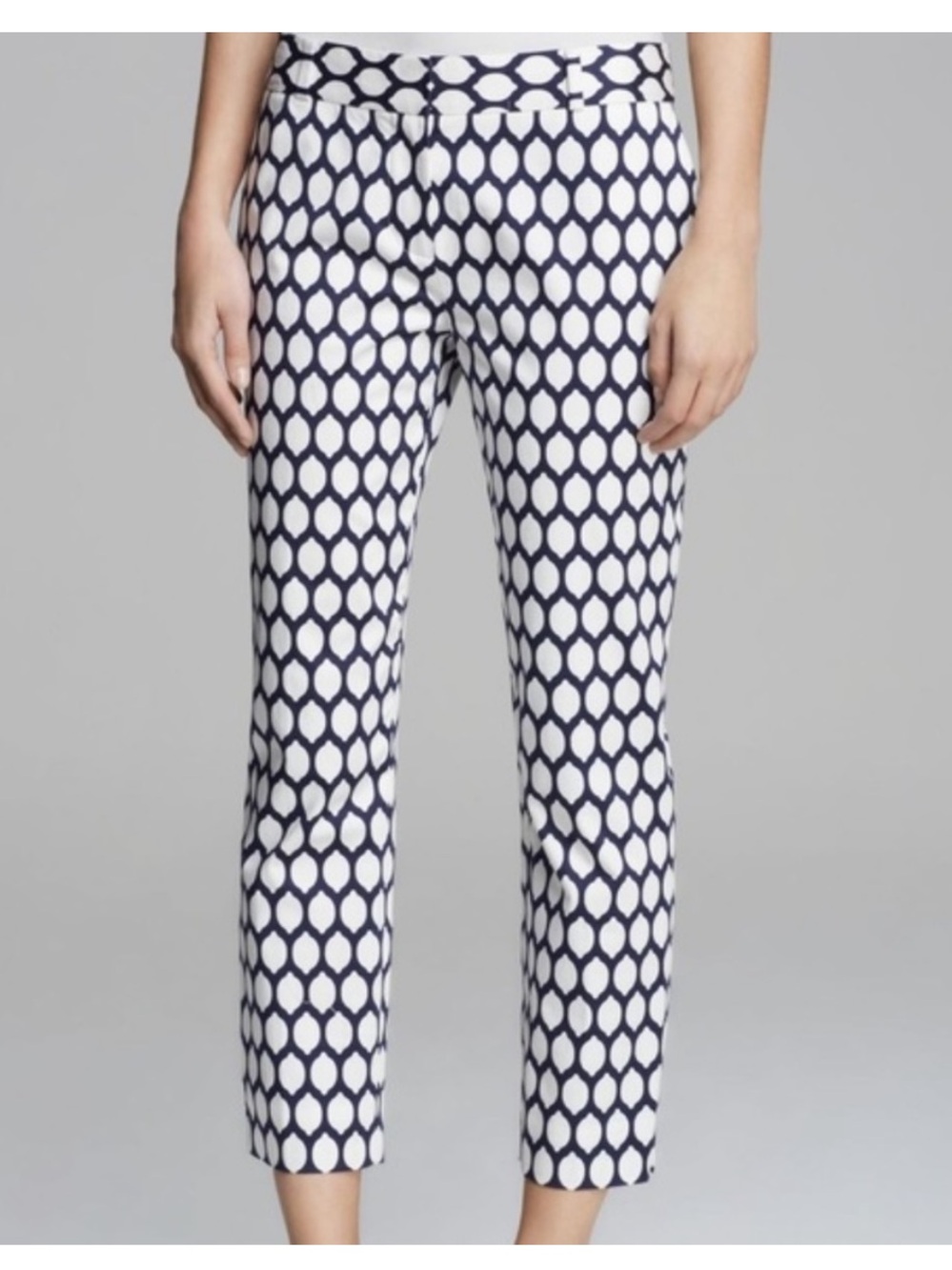 Kate Spade Lemon Navy and White Printed Cropped Pants